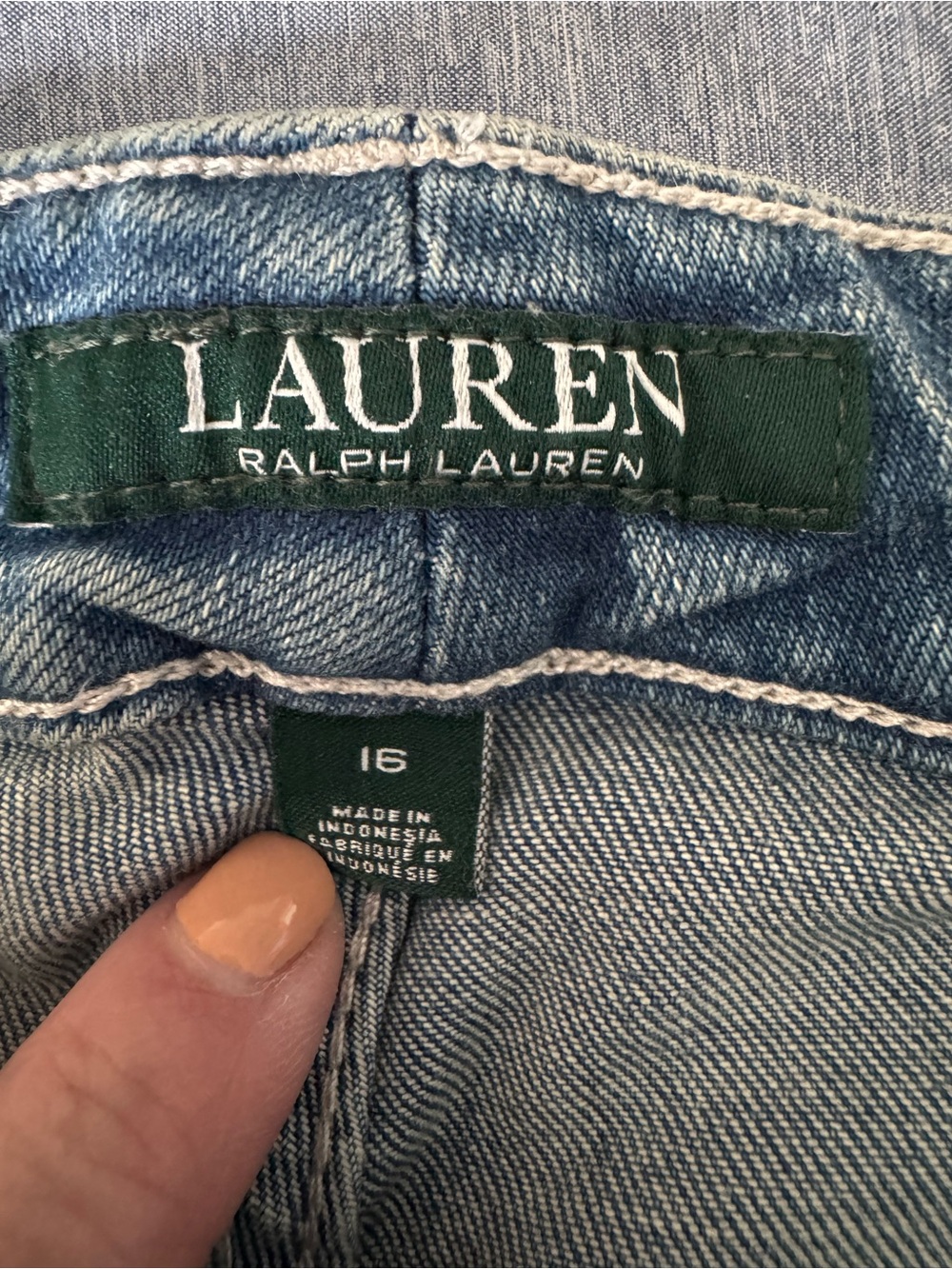 Ralph Lauren Medium Blue Cropped Jeans with Lace Hem - Picture 2 of 5